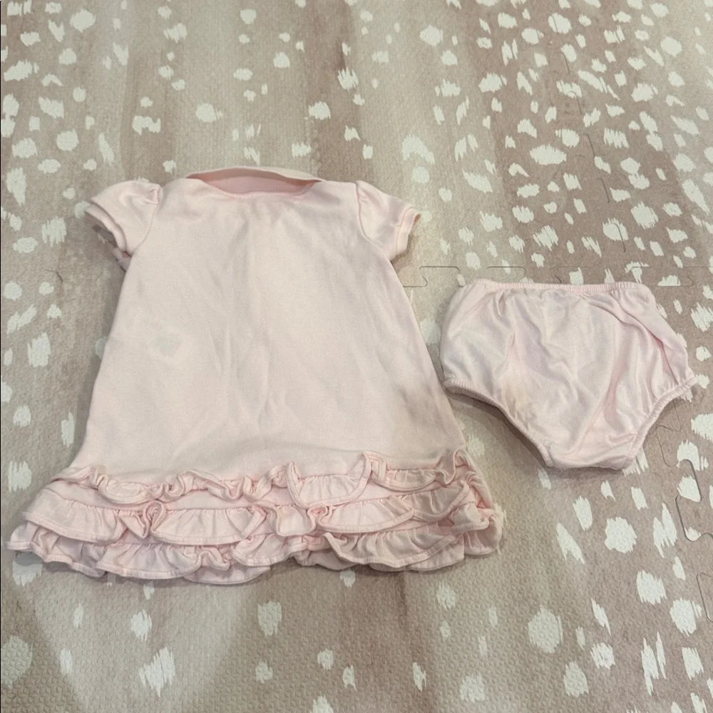 Polo by Ralph Lauren Light Pink Ruffle Hem Polo Dress - Girls